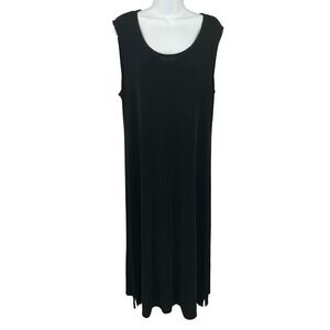 Coldwater Creek Maxi Dress Womens Sz L Black‎ Sleeveless Liquid Knit Artsy